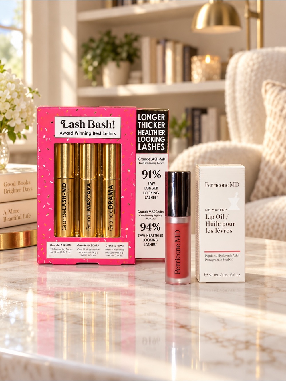 Grande Lash Bash Trio & Perricone MD Raspberry Lip Oil Bundle NIB
